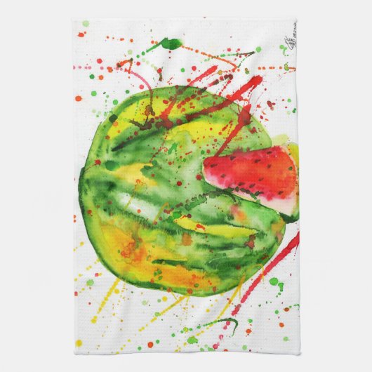 Abstrakte Aquarellwassermelone Geschirrtuch (Vertikal)