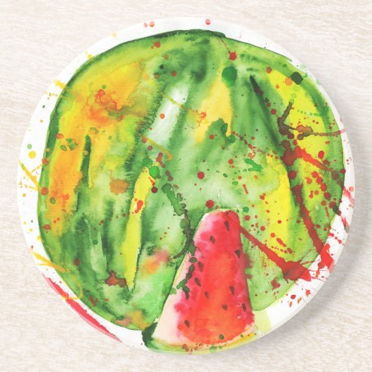 Abstrakte Aquarellwassermelone Getränkeuntersetzer (Vorne)