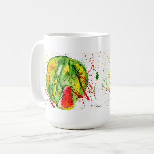 Abstrakte Aquarellwassermelone Kaffeetasse (Vorderseite Links)