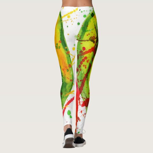 Abstrakte Aquarellwassermelone Leggings (Rückseite)