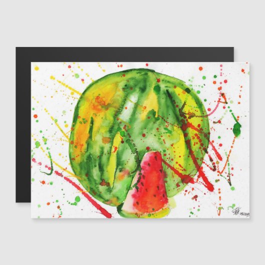 Abstrakte Aquarellwassermelone Magnetkarte (Vorne/Hinten)