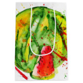 Abstrakte Aquarellwassermelone Mittlere Geschenktüte (Rückseite)
