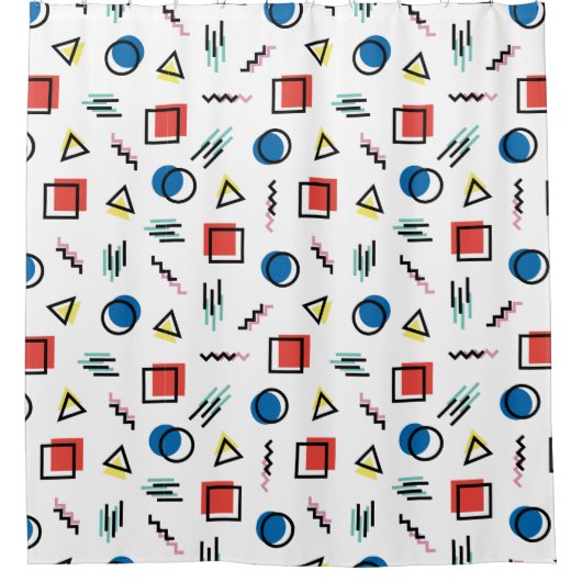abstrakte Art Achtzigerjahre Memphis Duschvorhang (Vorderseite)