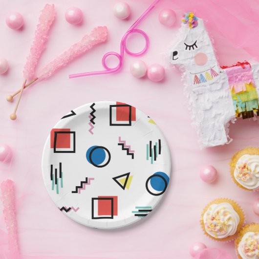 abstrakte Art Achtzigerjahre Memphis Pappteller (Party)