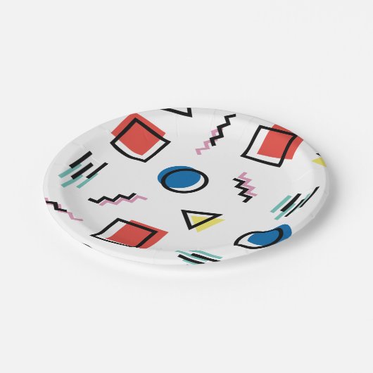 abstrakte Art Achtzigerjahre Memphis Pappteller (Schrägansicht)