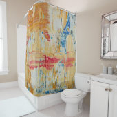 Abstrakte Art Blauer Orange Yellow Bold Pinselstri Duschvorhang (Beispiel)