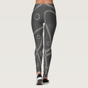 Abstrakte Art Chrcoa Weiße Linie Kreise Minimalism Leggings