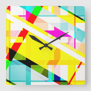 Abstrakte Art Colorful Stil der 80er Jahre Quadratische Wanduhr
