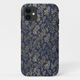 Abstrakte Art-Deco-Blätter in Blau und Gold  Case-Mate iPhone Hülle