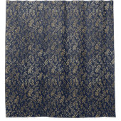 Abstrakte Art-Deco-Blätter in Blau und Gold Duschvorhang (Vorderseite)