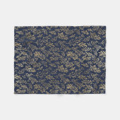 Abstrakte Art-Deco-Blätter in Blau und Gold  Fleecedecke (Vorderseite (Horizontal))