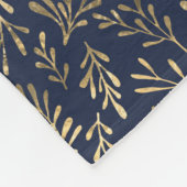 Abstrakte Art-Deco-Blätter in Blau und Gold  Fleecedecke (Ecke)