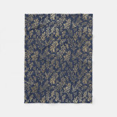 Abstrakte Art-Deco-Blätter in Blau und Gold Fleecedecke (Vorderseite)