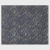 Abstrakte Art-Deco-Blätter in Blau und Gold Geschenkpapier (Flach)