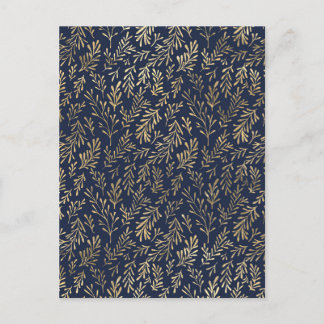 Abstrakte Art-Deco-Blätter in Blau und Gold Postkarte