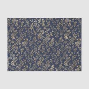 Abstrakte Art-Deco-Blätter in Blau und Gold  Seidenpapier