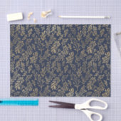 Abstrakte Art-Deco-Blätter in Blau und Gold Seidenpapier (Handwerk)