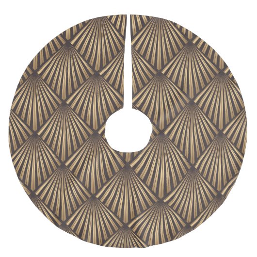 Abstrakte Art Déco: Gold Eleganz. Polyester Weihnachtsbaumdecke (Vorderseite)
