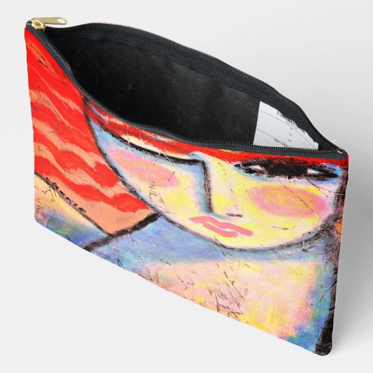 Abstrakte Art des Roten Kopfes Zubehörtasche (Offen)