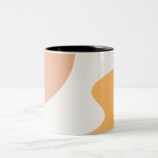 Abstrakte Art Design Orange Zweifarbige Tasse (Mittel)