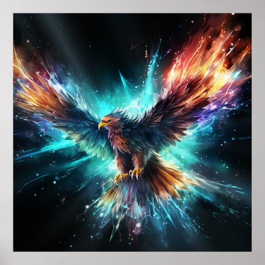Abstrakte Art farbenfrohe Phoenix Fliegen Poster (Vorne)
