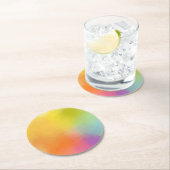 Abstrakte Art Gelb Rosa Blau Grün Farbe Runder Pappuntersetzer (Vor Ort)