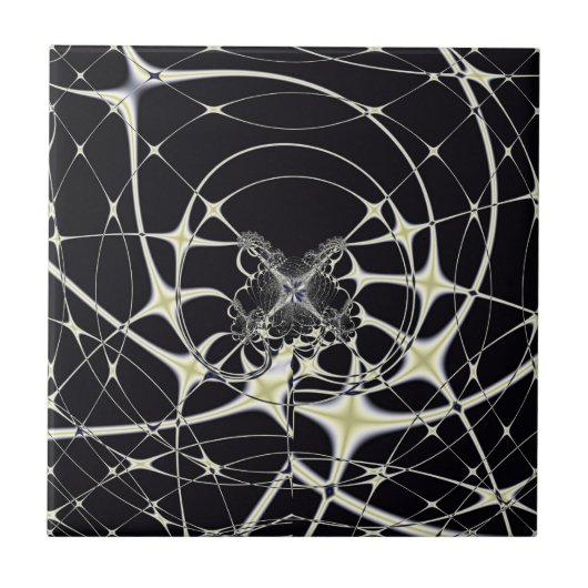 Abstrakte Art Golden Spiderweb Fliese (Vorderseite)