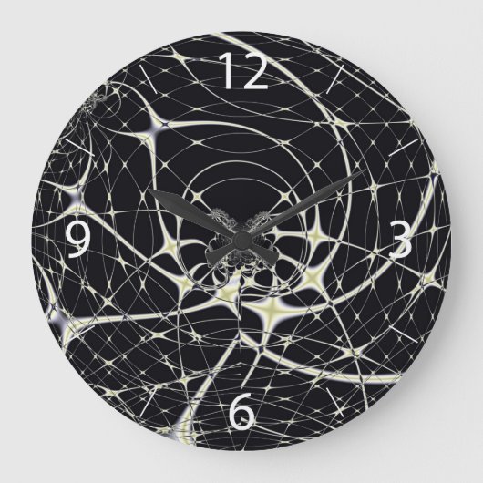 Abstrakte Art Golden Spiderweb Große Wanduhr (Vorderseite)