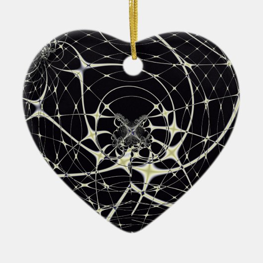 Abstrakte Art Golden Spiderweb Keramik Ornament (Vorne)
