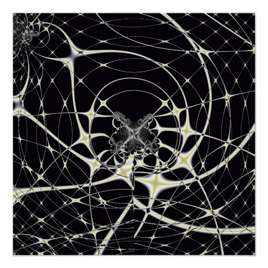 Abstrakte Art Golden Spiderweb Poster (Vorderseite)