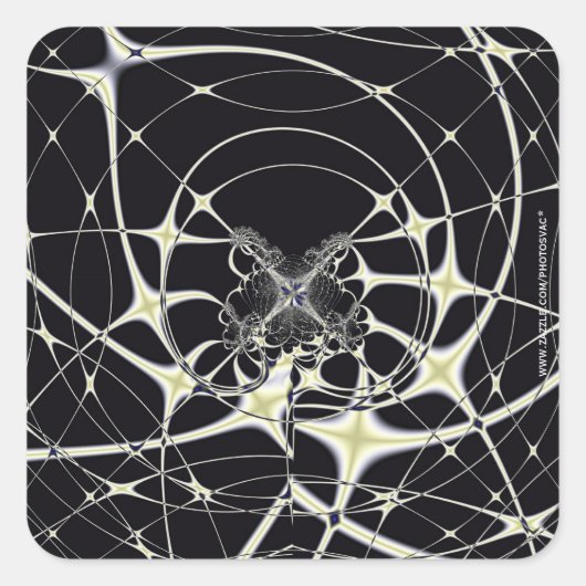 Abstrakte Art Golden Spiderweb Quadratischer Aufkleber (Vorderseite)