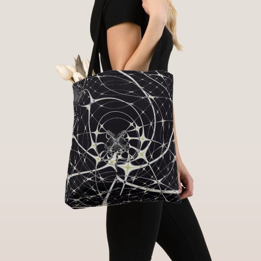 Abstrakte Art Golden Spiderweb Tasche (Von Nahem)