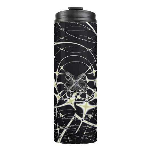 Abstrakte Art Golden Spiderweb Thermosbecher (Vorderseite)
