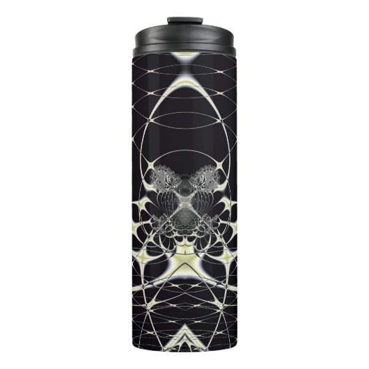 Abstrakte Art Golden Spiderweb Thermosbecher (Vorderseite)