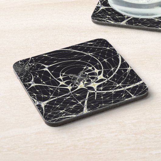 Abstrakte Art Golden Spiderweb Untersetzer (Linke Seite)