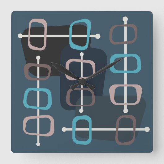 abstrakte Art Hollow Rocks der 1950er Jahre Aquama Quadratische Wanduhr (Vorderseite)