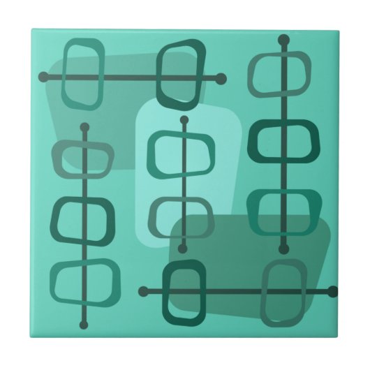 abstrakte Art Hollow Rocks Turquoise der 50er Jahr Fliese (Vorderseite)