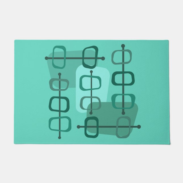 abstrakte Art Hollow Rocks Turquoise der 50er Jahr Fußmatte (Vorderseite)