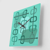 abstrakte Art Hollow Rocks Turquoise der 50er Jahr Quadratische Wanduhr (Winkel)