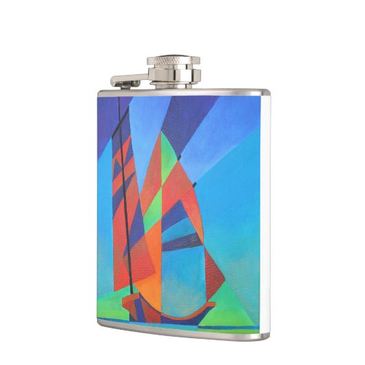 Abstrakte Art Junk Boote gegen Deep Blue Sky Flachmann (Links)