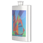 Abstrakte Art Junk Boote gegen Deep Blue Sky Flachmann (Links)