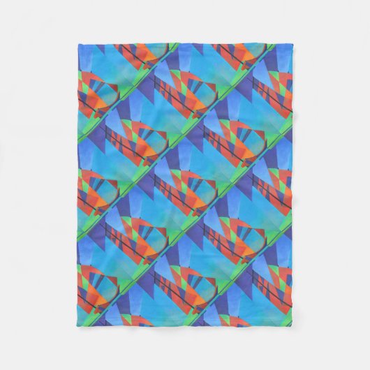 Abstrakte Art Junk Boote gegen Deep Blue Sky Fleecedecke (Vorderseite)