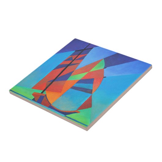 Abstrakte Art Junk Boote gegen Deep Blue Sky Fliese (Seite)