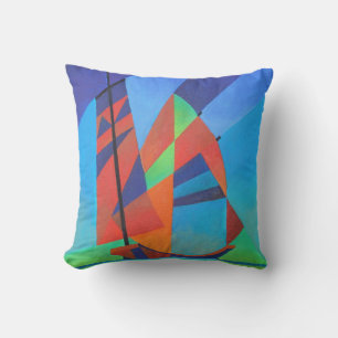 Abstrakte Art Junk Boote gegen Deep Blue Sky Kissen