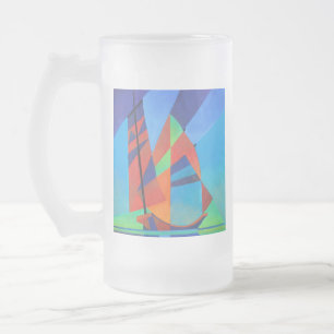 Abstrakte Art Junk Boote gegen Deep Blue Sky Mattglas Bierglas
