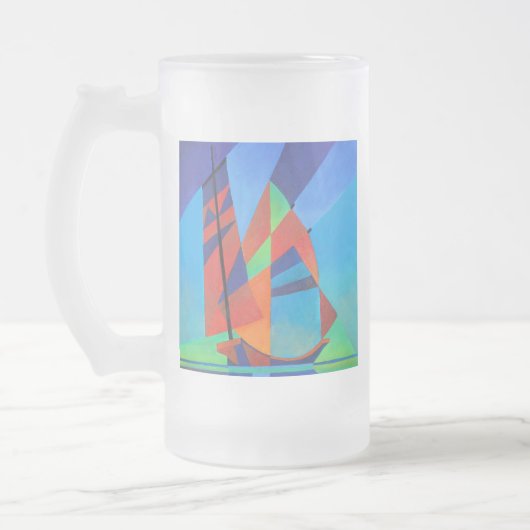 Abstrakte Art Junk Boote gegen Deep Blue Sky Mattglas Bierglas (Links)