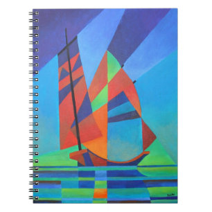 Abstrakte Art Junk Boote gegen Deep Blue Sky Notizblock