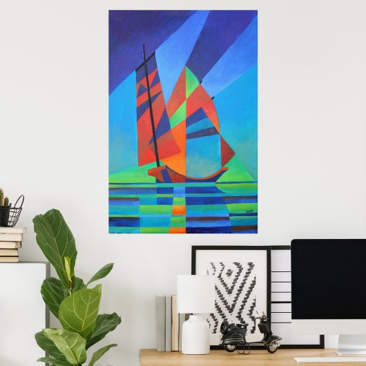 Abstrakte Art Junk Boote gegen Deep Blue Sky Poster (Heimbüro)