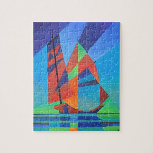 Abstrakte Art Junk Boote gegen Deep Blue Sky Puzzle (Vertikal)