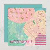 Abstrakte Art Line Zeichnend Gesicht Aquamarin Hap (Vorne/Hinten)